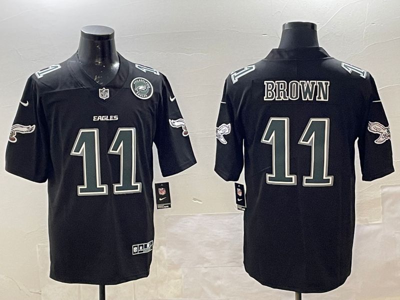 Men Philadelphia Eagles #11 Brown Black Fashion 2025 Nike Limited NFL Jersey style 5->denver broncos->NFL Jersey